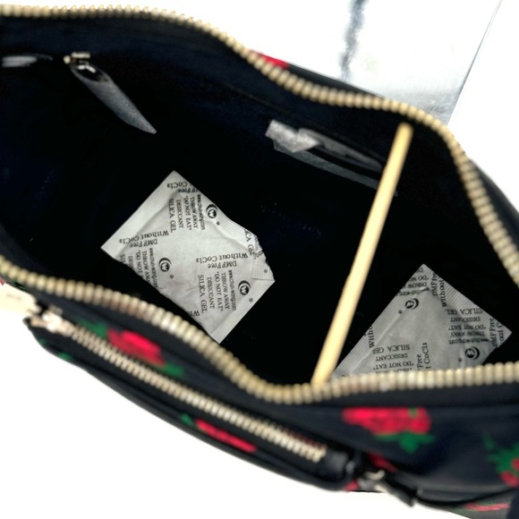 Kate Spade Chelsea Rose Toss Crossbody Bag & Coin Purse Black Multi Rose - Picture 8 of 12